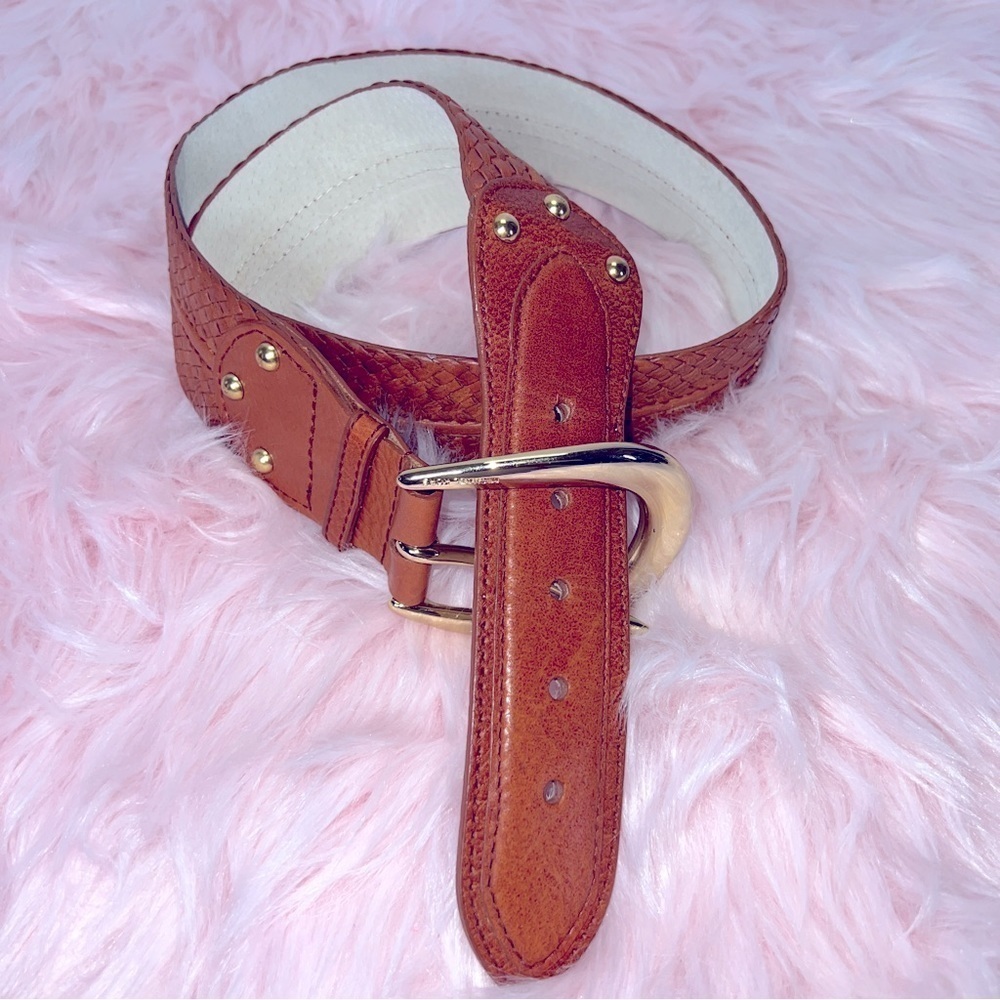 MICHAEL Kors Braided Brass Detail Belt XL